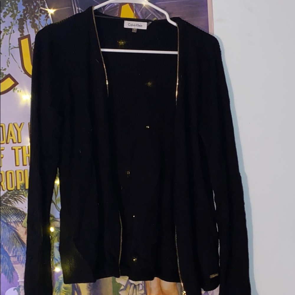 Calvin Klein black gold Zip sweater